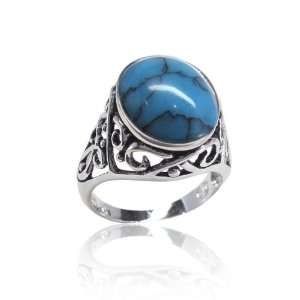  Oxidized Filigree Turquoise Ring Jewelry