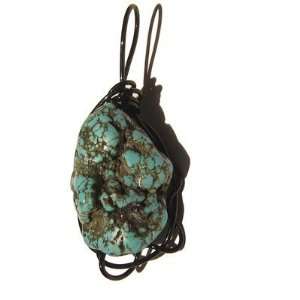Turquoise Pendant 08 Nugget Blue Black Wire Crystal Healing Stone 2.2