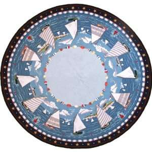 Cape Cod Cat Boats 10 hand hooked round rug 
