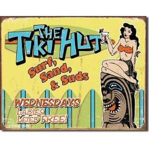    Tiki Hut Tropical Cocktail Bar Vintage Tin Sign