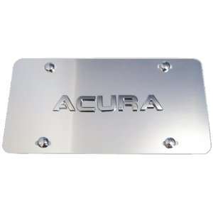 Acura Lettering Chrome Logo Aluminum Semi Mirrored Front License Plate