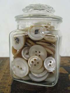 Vintage Mother of Pearl Buttons MOP Collection w/glass jar  