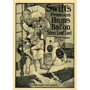   Hams & Bacon Lard Chid Cook   Original Print Ad