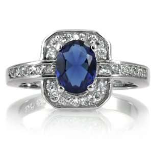  Meenas CZ Blue Antique Sapphire Ring 
