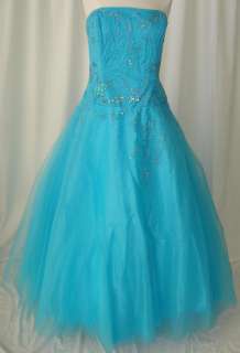 Ball Gown Dress Prom Evening Pageant Turquoise SZ 16  