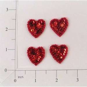  Heart Sequin Applique   Red   Mini   4 pcs. Arts, Crafts 