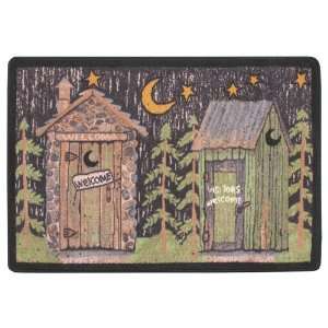  Rustic Lodge Outhouse Bath Area Rug Mat Out to the Woods 
