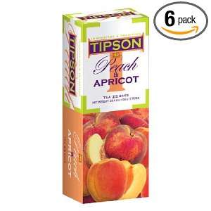Tipson Peach & Apricot, 25 Count Tea Bags (Pack of 6)  