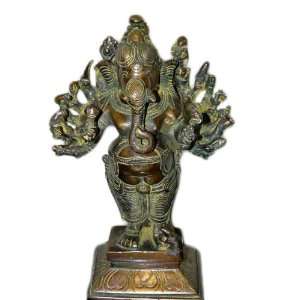   Standing Ganesh Protector Idol Murti Brass Figurine 9