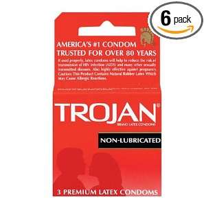  Trojans Non Lubricated Condoms   3 Ea/Pack, 6 Pack Health 