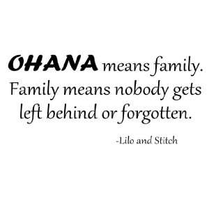 Ohana Means Family Lilo And Stitch Vinyl Wall Decal 