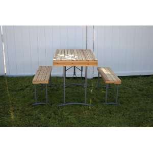  Stow EZ Tailgaters table and benches medium   Wood And 