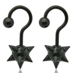  Fashion Earring   Black Spike Bomb Earring Set (14 Gauge 