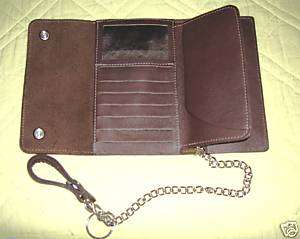 brown leather truckers wallet w/credit card holder  