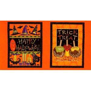  44 Wide Moda Trick or Treat Panel Orange Fabric By The 