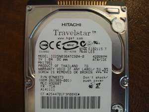 Hitachi IC25N030ATCS04 0 30gb 2.5 IDE Laptop Drive 0102646008874 