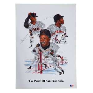  Barry Bonds, Willie Mays & Bobby Bonds Signed Lithograph 