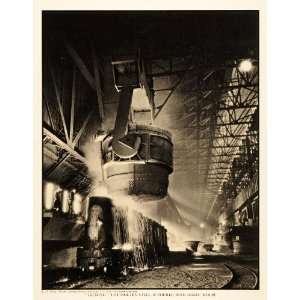   Steel Mill Ladle Ingot Molds   Original Halftone Print