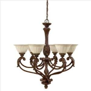   Monarch Six Light Chandelier with Rust Scavo Glass in Gilded Bronze