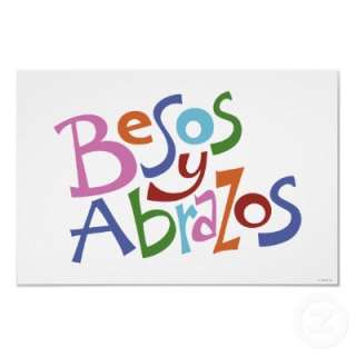 Besos y Abrazos en muchos colores. / Hugs and kisses lettered in many 