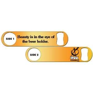   Inked Bottle Opener Beauty is in the Eye of the Beer Holder   Copper