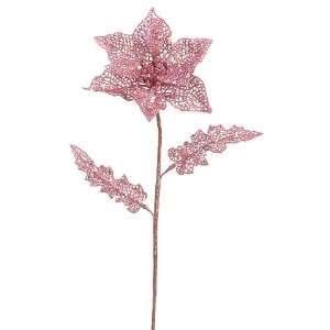  21 Glitter Mesh Poinsettia Spray Pink (Pack of 24)