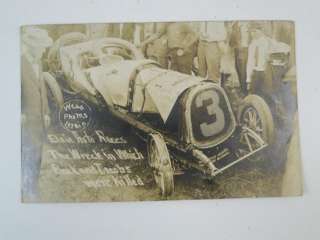 Antique 1912 Elgin Auto Races Crash Wreck Indy Race Car Real Photo 