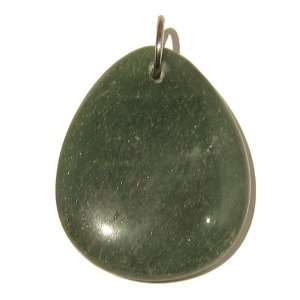   07 Green Drop Slab Glitter Stone Crystal Healing Silver 1.6 Jewelry