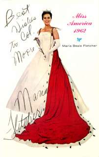 Miss America 1962 Maria Beale Fletcher Autographed Vintage Postcard 