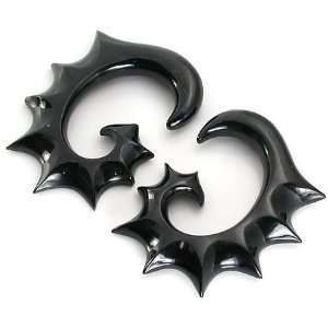  Bat Wings Black Horn Spiral Earrings Body Jewelry   Price 