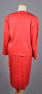 NWT Vtg 80s SILKAGE Avant Garde Red Silk Jacket & Skirt Suit sz 10 