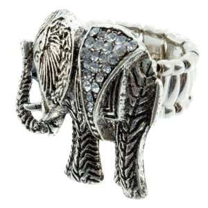  Silver tone stretch band Elephant Ring Jewelry