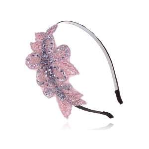   Metallic Beaded Floral Leaf Bunch Hair Piece Headband Jewelry