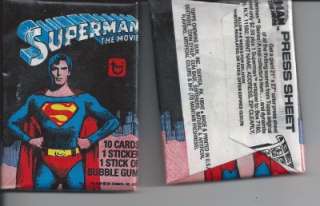 1978 SUPERMAN THE MOVIE UNOPENED CARD PACK FROM BOX TOPPS  