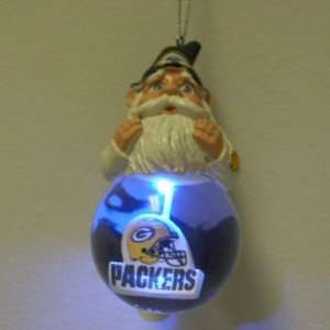  Green Bay Packers Light Up Snow Globe Gnome Ornament 