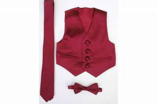 Tuxedo Vest Set ~ Burgundy ~ Infant and Toddler Sizes  