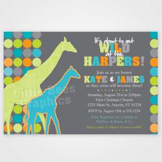 20 Giraffe Jungle Safari Baby Shower Invitations  