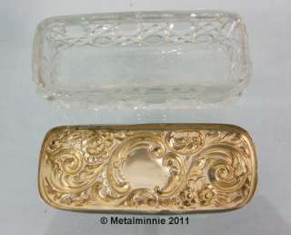 SILVER TOPPED CUT GLASS DRESSING TABLE BOX 1904  