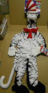 Nwt Cat in the Hat Costume Covers Hands Feet Zip up Front So Cute Hat 