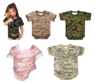Military 1PC Camo BodySuit Onsie Army USMC Baby Toddler  