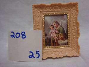 Joseph & Baby Jesus Easel Cream & Gold Plastic 3  