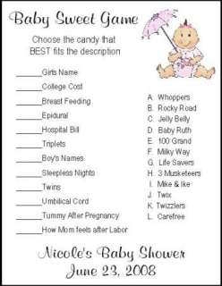 Personalized BABY SWEET GAME Baby Shower Game  