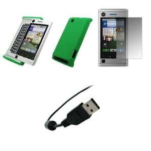 Motorola Devour A555   Premium Neon Green Soft Silicone Gel Skin Cover 