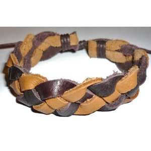  Brown Braided Bracelet   Leather   Dark Brown , Light 