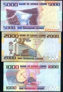 SIERRA LEONES SET 3 UNC 1000 2000 5000 (2010) P NEW  