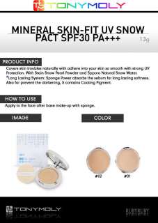 TONYMOLY] Mineral Skin Fit UV Snow Pact SPF30 PA++ #02  