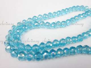 Aquamarine AB 6mm Round Faceted Loose Crystal Beads 70x  