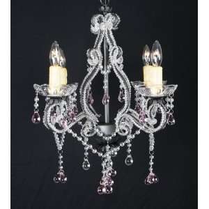  Tole Wrought Iron Crystal Chandelier , 4 Lights , Free 