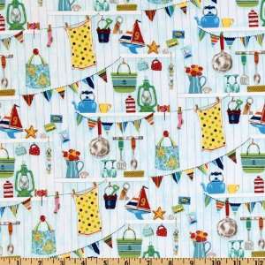  44 Wide Seaside Clothes Line Light Blue Fabric By The 