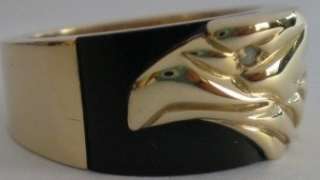 Men Franklin Mint Solid 10K Gold Diamond Eagle Ring  